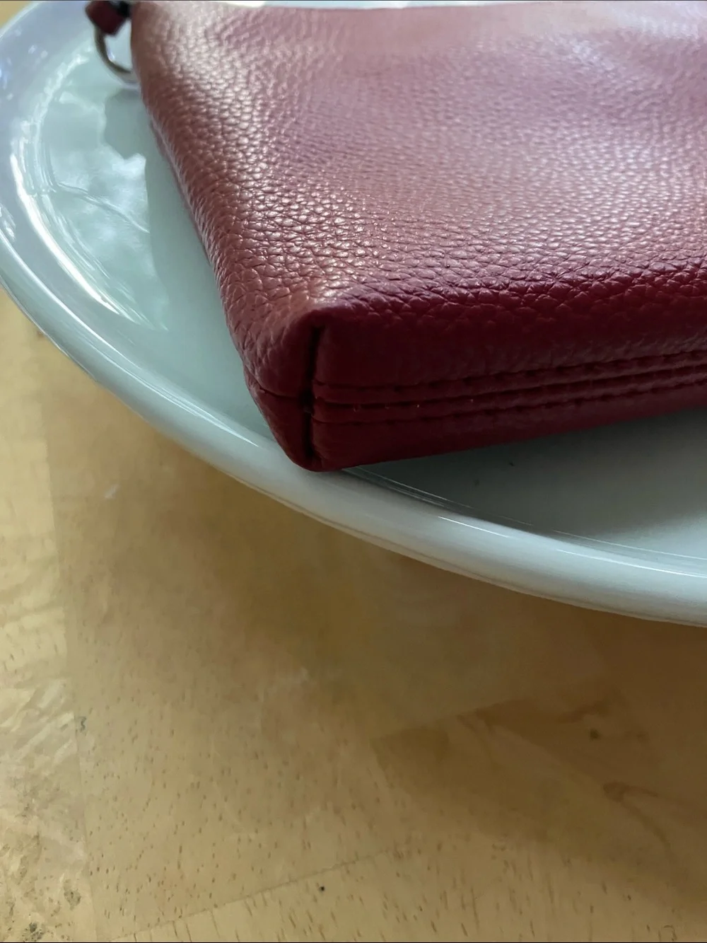 Dana Buchman Red Faux Leather Wristlet Clutch Silver Hardware New Without Tag